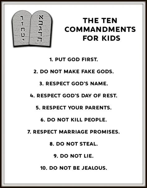 10 Commandments Printable 1