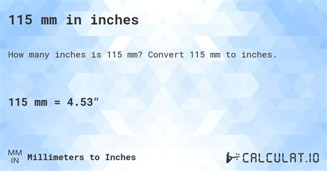 115mm to inches conversion chart