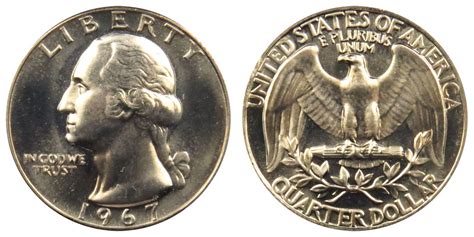 The edge of the 1967 US quarter