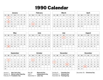 1990s Art Calendars