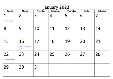 2023 Calendar Printable Free Image 1