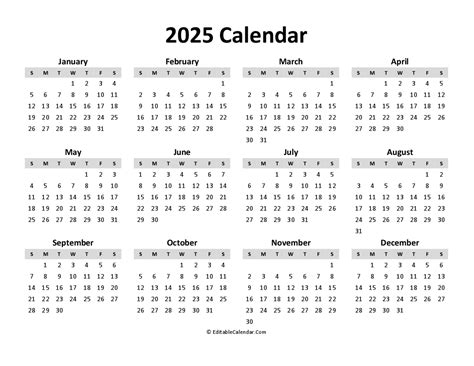 2025 Printable Calendar Benefits