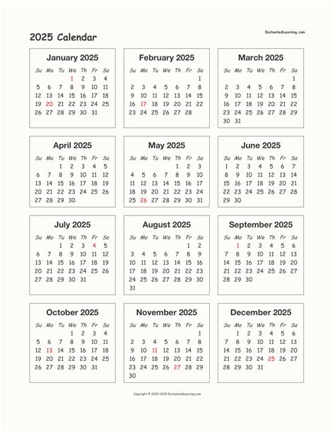 2025 Printable Calendar One Page Benefits