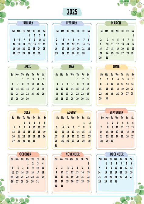 2025 Printable Calendar One Page Style