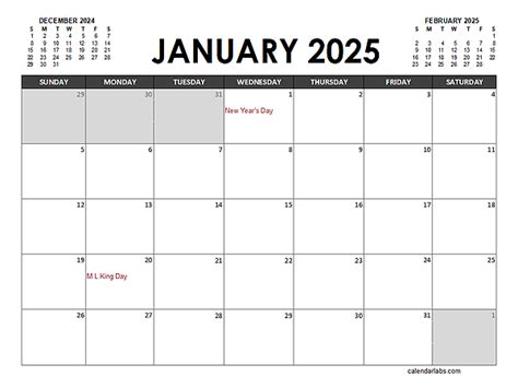 2025 Printable Calendar Template Planner