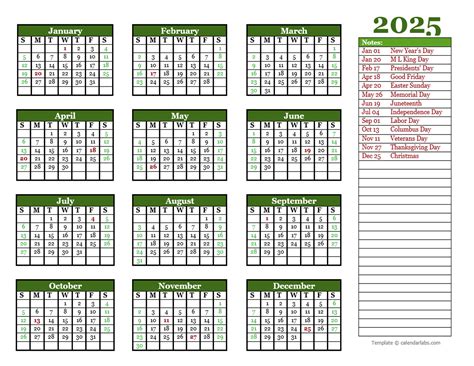 2025 calendar template word