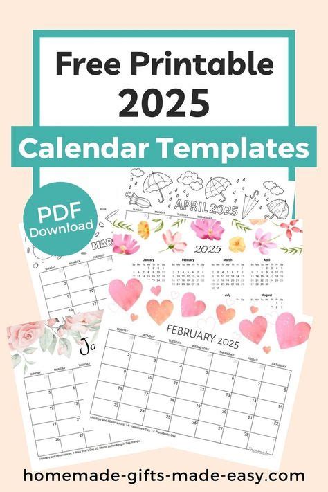 2025 Free Calendar Printables