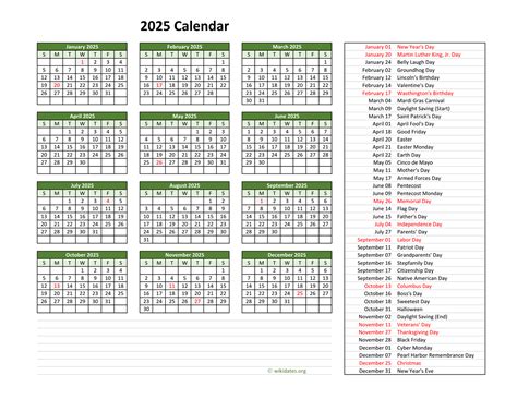 2025 Holiday Calendar