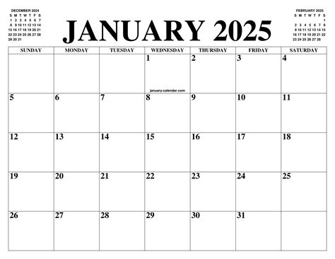 2025 January Calendar