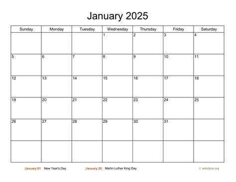 2025 monthly calendar template