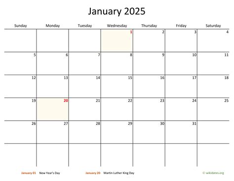 2025 Monthly Calendar