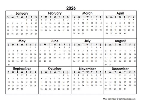 2026 Calendar Template