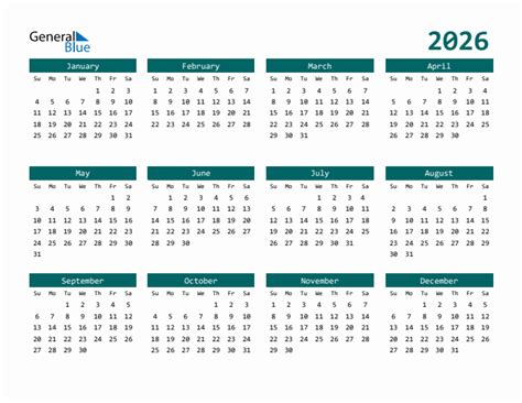 2026 Free Calendar