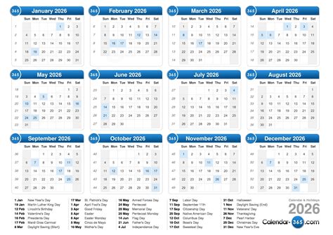 2026 Monthly Calendar