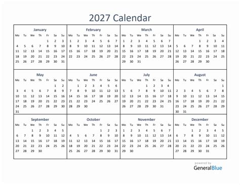 2027 Calendar Year Overview