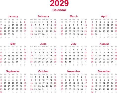 2029 calendar year image 6