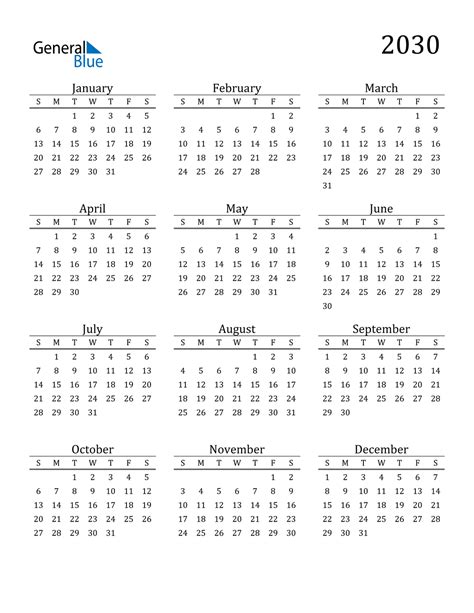 2030 Customizable Calendars