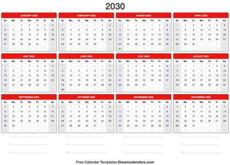 2030 Daily Calendars