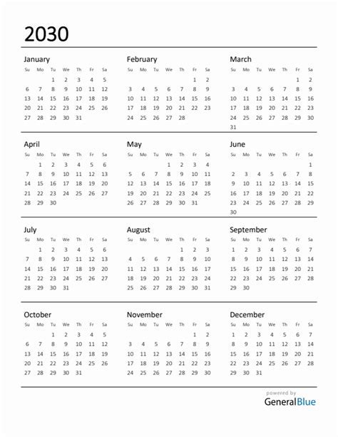 2030 Digital Calendars