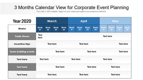 3 Month Business Calendar Template