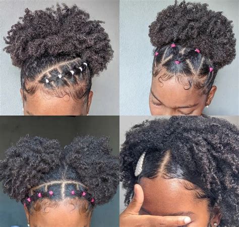 A young woman with 4c hair styled in Bantu knots, paired with Air Force Ones