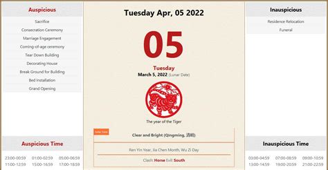 5 Shu Calendar Auspicious Dates