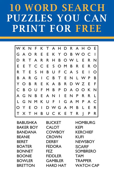 5 Free Word Search Printables