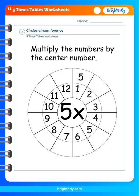 5 times tables worksheets for children