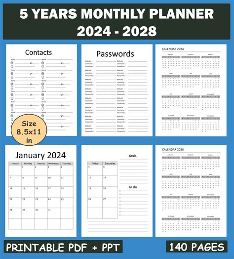 5 Year Calendar Planning