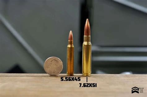 5.56mm and 7.62mm cartridges side by side