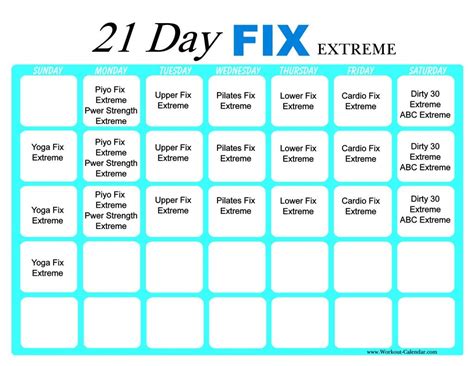 7 Day Fix Calendar Tips