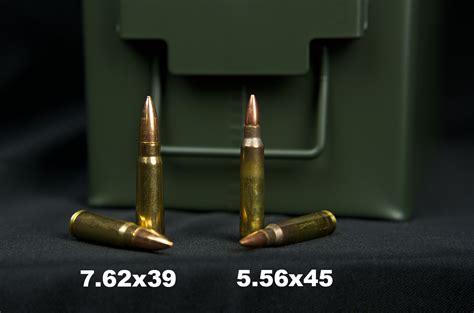 A comparison of 7.62 and 5.56 cartridges