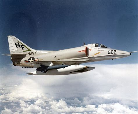 A-4 Skyhawk in flight over water