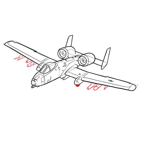 A-10 Warthog Aircraft Lineart