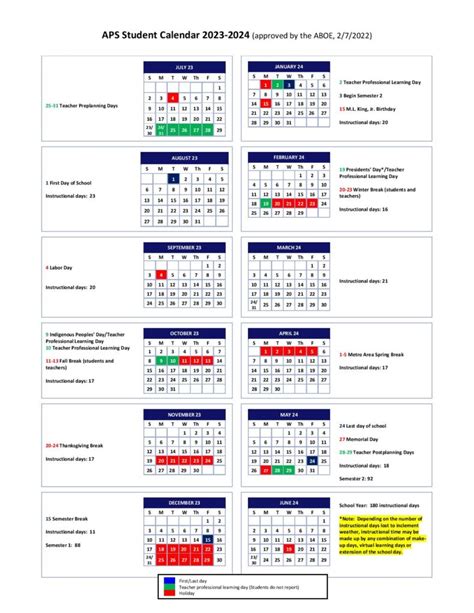 APS Calendar and Student Achievement