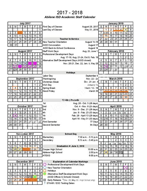 Abilene ISD Calendar Image 5