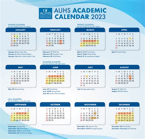 Academic Calendar Events