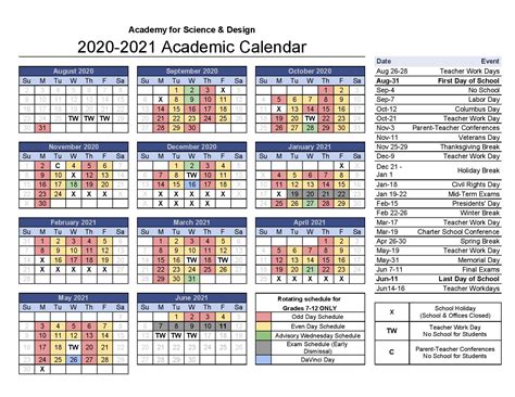 Description of Academic Schedule