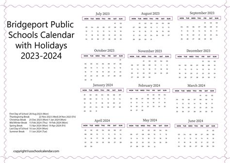 Accessing Bridgeport Public Schools Calendar