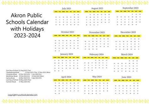 Akron School Calendar Overview