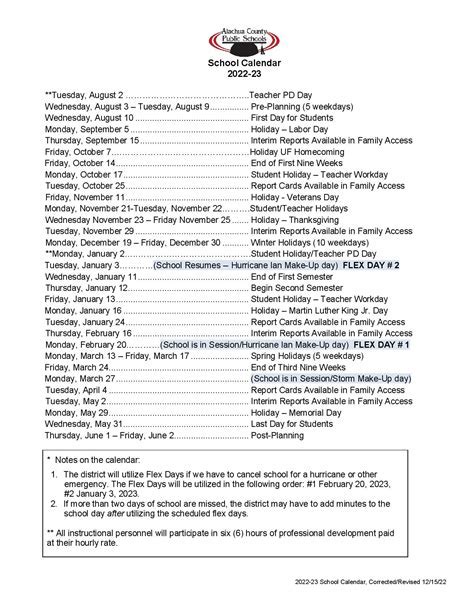 Alachua County Schools Calendar