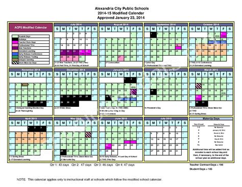 Alexandria City Public Schools Calendar Overview