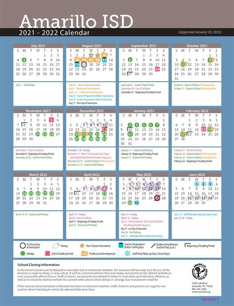 Key Components of the Amarillo Aisd Calendar