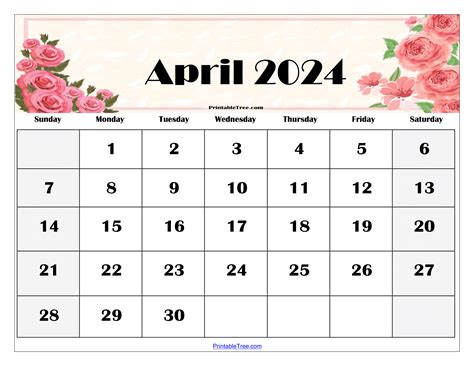 April Calendar Printable Designs