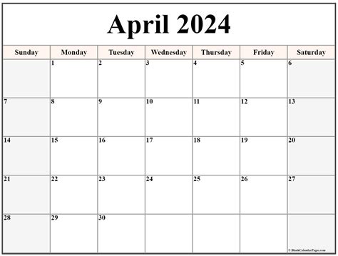 April Calendar Printable Templates