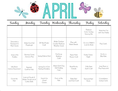 April May Calendar Events