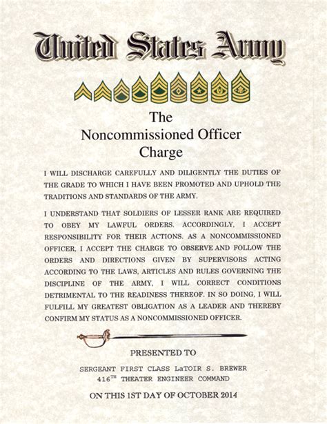 Army NCO Charge Responsibilities