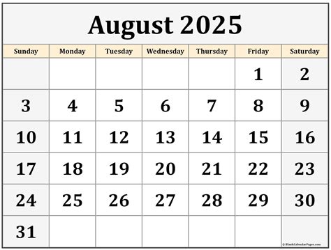 August 2025 Calendar Image 1