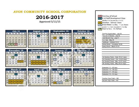 Avon Schools Calendar Experience