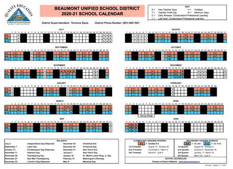 BUSD Calendar Overview